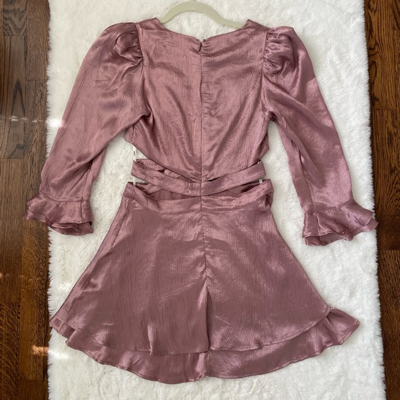 NWT Rahi Luster Cutout Mini Dress in Antique Rose | Metallic Pink | Nordstrom - Picture 9 of 16